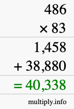 How to calculate 486 times 83 using long multiplication