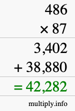 How to calculate 486 times 87 using long multiplication
