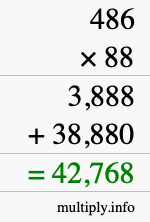 How to calculate 486 times 88 using long multiplication