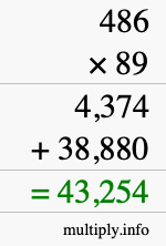 How to calculate 486 times 89 using long multiplication