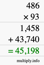 How to calculate 486 times 93 using long multiplication