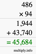 How to calculate 486 times 94 using long multiplication