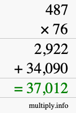 How to calculate 487 times 76 using long multiplication