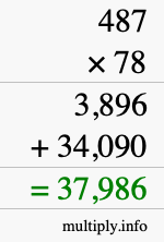 How to calculate 487 times 78 using long multiplication