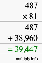 How to calculate 487 times 81 using long multiplication