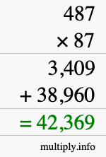 How to calculate 487 times 87 using long multiplication