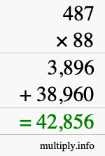 How to calculate 487 times 88 using long multiplication