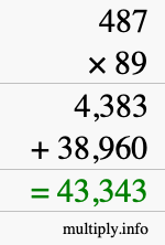 How to calculate 487 times 89 using long multiplication