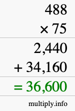 How to calculate 488 times 75 using long multiplication How to calculate 488 times 75 using long multiplication