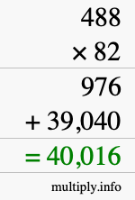 How to calculate 488 times 82 using long multiplication