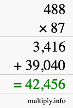 How to calculate 488 times 87 using long multiplication