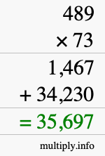 How to calculate 489 times 73 using long multiplication