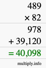 How to calculate 489 times 82 using long multiplication