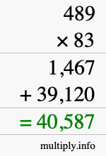 How to calculate 489 times 83 using long multiplication