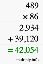 How to calculate 489 times 86 using long multiplication