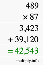 How to calculate 489 times 87 using long multiplication