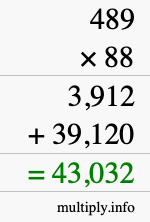 How to calculate 489 times 88 using long multiplication