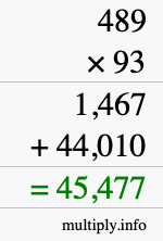 How to calculate 489 times 93 using long multiplication