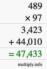 How to calculate 489 times 97 using long multiplication