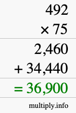 How to calculate 492 times 75 using long multiplication How to calculate 492 times 75 using long multiplication