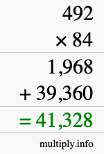 How to calculate 492 times 84 using long multiplication How to calculate 492 times 84 using long multiplication