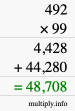 How to calculate 492 times 99 using long multiplication