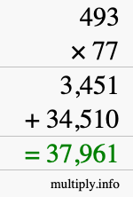 How to calculate 493 times 77 using long multiplication How to calculate 493 times 77 using long multiplication
