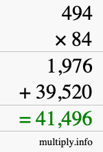 How to calculate 494 times 84 using long multiplication How to calculate 494 times 84 using long multiplication