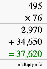 How to calculate 495 times 76 using long multiplication