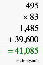 How to calculate 495 times 83 using long multiplication