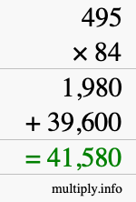 How to calculate 495 times 84 using long multiplication How to calculate 495 times 84 using long multiplication
