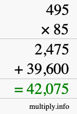 How to calculate 495 times 85 using long multiplication How to calculate 495 times 85 using long multiplication