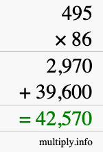 How to calculate 495 times 86 using long multiplication