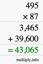 How to calculate 495 times 87 using long multiplication