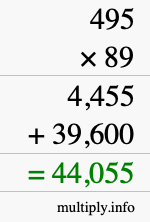 How to calculate 495 times 89 using long multiplication