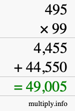 How to calculate 495 times 99 using long multiplication