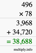 How to calculate 496 times 78 using long multiplication