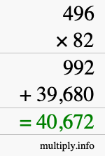 How to calculate 496 times 82 using long multiplication