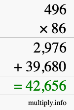 How to calculate 496 times 86 using long multiplication