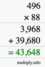 How to calculate 496 times 88 using long multiplication