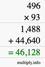 How to calculate 496 times 93 using long multiplication