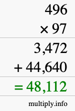 How to calculate 496 times 97 using long multiplication