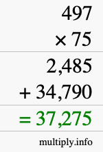 How to calculate 497 times 75 using long multiplication How to calculate 497 times 75 using long multiplication