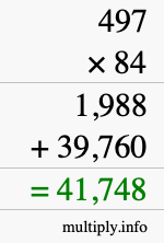 How to calculate 497 times 84 using long multiplication How to calculate 497 times 84 using long multiplication