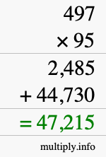 How to calculate 497 times 95 using long multiplication How to calculate 497 times 95 using long multiplication