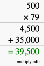 How to calculate 500 times 79 using long multiplication How to calculate 500 times 79 using long multiplication