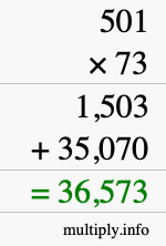 How to calculate 501 times 73 using long multiplication How to calculate 501 times 73 using long multiplication