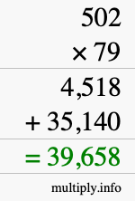 How to calculate 502 times 79 using long multiplication How to calculate 502 times 79 using long multiplication