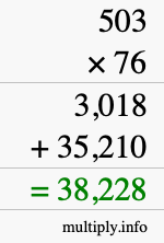 How to calculate 503 times 76 using long multiplication