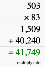 How to calculate 503 times 83 using long multiplication